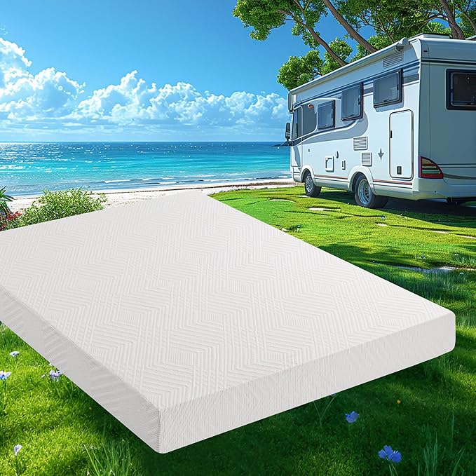 10 Inch RV Mattress Short King, Cooling Gel Green Tea Mattress for RVs, Campers & Trailers, CertiPUR-US Certified, Designed & Assembled in The USA, Medium Firm, 75"×72"×10"
