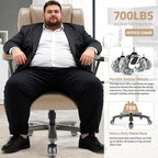 Big and Tall Office Chair 700lbs- Large High Back Executive Computer Desk Chair with 3D Flip-Up Arms, Adjustable Lumbar Support, Extra Wide Plus Size Seat, Heavy Duty Metal Base & Quiet Rubber Wheels