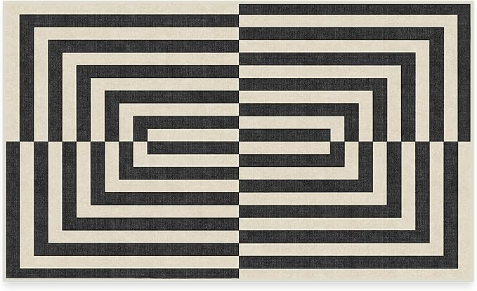 RUGGABLE x Jonathan Adler Machine Washable Modern Area Rug – Op Art Charcoal 3x5, Stain-Resistant, Non-Slip – Small Rugs for Living Room, Bedroom, Hallway, Entryway & Office–with Cushioned Pad