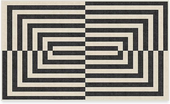 RUGGABLE x Jonathan Adler Machine Washable Modern Area Rug – Op Art Charcoal 3x5, Stain-Resistant, Non-Slip – Small Rugs for Living Room, Bedroom, Hallway, Entryway & Office–with Standard Pad