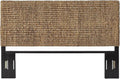 Headboard Coastal Design Handwoven Seagrass Matte Black Feet Rustic Decor King