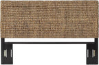 Headboard Coastal Design Handwoven Seagrass Matte Black Feet Rustic Decor King