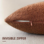 Foindtower Pack of 2 Textured Boucle Throw Pillow Covers Accent Solid Pillow Cases Cozy Soft Decorative Couch Cushion Case for Chair Sofa Bedroom Living Room Home Decor 20x20 Inch Red Taupe