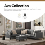 SIMPLIHOME Ava Corner Sectional Sofa in 100% Recycled Polyester Tightly Woven Performance Fabric, Pebble Grey, 102-inches Wide, Handcrafted Mid-Century Modern Style L-Shaped Couch for Living Room
