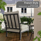 Morden Fort Linen Fabric Spindle Accent Chairs Set of 2, French Style Chairs with High Resilience Spring Cushion and Armrest Pads, Leisure Armchair for Living Room Bedroom Farmhouse Office Balcony