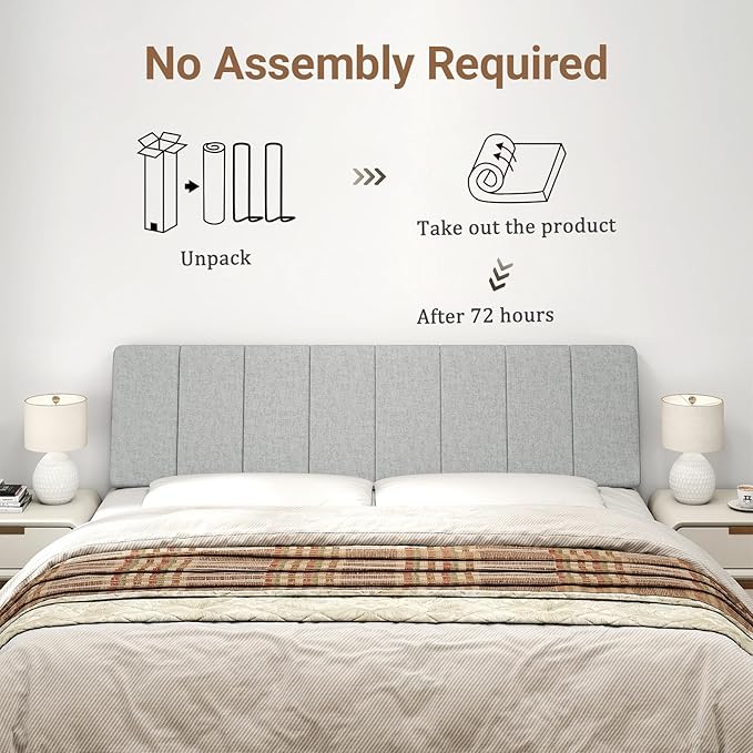 King Size Headboard Only-No Assembly, Upholstered Headboard King Size Linen Fabric Modern Style Headboards for Adjustable Bed Extra-Thick, Light Gray