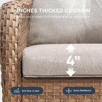 7-Piece Outdoor Patio Cushion Set - Fade & Water Resistant with Removable Olefin Cover, 22x24x4 Inch Memory Foam Cushions for Wicker Sectional Sof - Beige/Crescent