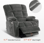 MCombo Oversized Dual Motor Power Lift Recliner Chair Sofa with Massage and Heat for Big Elderly People, Infinite Position, USB Ports, Fabric R7688 (Grey, Large-Oversize)