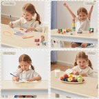 Toddler Table, 7 Level Height Adjustable Kids Play Furniture for Ages 3-8, Rectangular Plastic, 23.6" W x47.2 L, Multi-Activity Desk with Graffiti Desktop for Home & Daycare