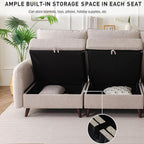 104'' Modular Sectional Sofa with All Seats Storage,Oversized 3-Seater Comfy Cloud Couches with Deep Seat,Big Couch for Living Room,Bedroom,Velet,Khaki