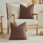 FUTEI Brown Chenille Throw Pillow Covers 16x16 Inch Set of 2,Edges Double-Stitched Cushion Cases,Modern Home Decor for Couch Living Room