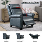 CANMOV Leather Recliner Chair Set of 2, Classic and Traditional Push Back Recliner Chair with Comfortable Arms and Back for Living Room Bedroom Adjustable Single Sofa,Navy Blue