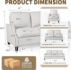 3 Piece 6-Seater Living Room Sofa Set, Modern Upholstered 3-Seater Sofa, Loveseat & Armchair, Handmade Nailhead Trim, Ergonomic Deep-Seat Couch for Living Room, Bedroom, Apartment, Beige