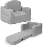 Comfy Toddler Chair & Kids, 2-in-1 Soft Couch Fold Out for Kids, Toddler Chairs Comfy 1-3 Years Old, Convertible Plush Sofa to Lounger for Girls and Boys,Light Grey