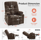 MCombo Power Lift Recliner Chair with Extended Footrest for Elderly People, Fabric 7283 (Brown, Large)