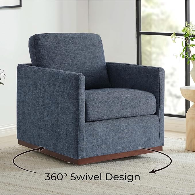 CHITA Swivel Accent Chair, FSC Certified Mid Century Modern Arm Chair for Living Room and Bedroom, Fully Assembled, Blue