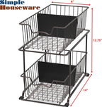 SimpleHouseware 2 Tier Cabinet Wire Basket Drawer Organizer, Brown