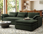 Belffin Large Modular Sectional Sofa with Deep Chaise, 104" Corduroy L Shaped Couch with 9" Soft Dual-Layer Seats Cushion for Living Room, Apartment, Green