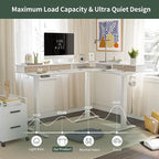 FEZIBO 63" L Shaped Standing Desk with Drawers, 330LBS Electric Standing Gaming Desk L Shape, Pure White