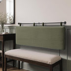 UEV King Headboard Only, Wall Mounted Hanging Upholstered Bed Head Board, Modern Vertical Channel Design of Fine Flannel, Elegant Green Fluted Headboard for Bedroom (Green, King Size)