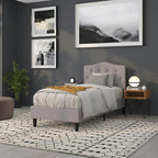 BizChair Arched Button Tufted Twin Size Headboard in Light Gray Fabric