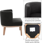Set of 2 Accent Arm Chair with Wood Legs, Comfy Barrel Side Chair Linen Upholstered Reading Chairs with Back for Living Room Bedroom, Charcoal