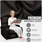 LEVELEVE Rocking Recliner Chair, Massage Rocker Recliner Chair with Vibration Massage and Heat, USB and Type-C Ports,360° Swivel Faux Leather Chairs, Living Room, Bedroom, Nursery, RV, Brown