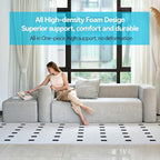 Modern One-Piece Foam Sofa with Ottoman, No Assembly Required, Ergonomic Design Couch, Eco-Friendly Chenille Fabric, Modular DIY Combination Sectional for Living Room, Apartment & Lounge (Light Gray)