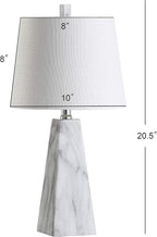 JONATHAN Y JYL1037A Owen 20.5" Resin LED Table Lamp, Contemporary, Office, Living Room, Family Room, Dining Room, Bedroom, Hallway, White Marble Finish