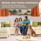 130'' Modern Modular Sectional Sofa with Ottoman, 8 Seater U Shaped Cloud Couch for Living Room, Oversized Deep Seat Convertible Sofa Set, Plush Corduroy Beige