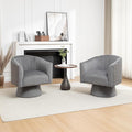 Swivel Accent Chair Set of 2, Modern 360° Swivel Barrel Chair, Corduroy Upholstered Single Sofa for Living Room, Bedroom(Gray)