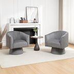 Swivel Accent Chair Set of 2, Modern 360° Swivel Barrel Chair, Corduroy Upholstered Single Sofa for Living Room, Bedroom(Gray)
