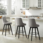 Watson & Whitely Bar Stools, 360° Swivel Upholstered Bar Stool with Back, 30" H Bar Height Barstools, Set of 2, Performance Fabric in Flint Grey
