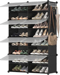SONGMICS Shoe Rack Organizer, 8-Tier Shoe Storage Cabinet for Closet and Entryway, Holds 32 Pairs of Shoes, Adjustable, Ink Black and Trasparent ULPC034B01