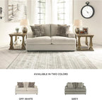 Signature Design by Ashley Soletren Contemporary Chenille Loveseat with 2 Accent Pillows, Off-White