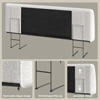 4.7" Upholstered Headboard for King Size Bed, Height Adjustable and Ergonomic Headboard, Easy Assemble, Sturdy and Durable, Teddy Velvet, Beige