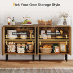 Tribesigns Set of 2 Sideboard Buffet with Storage, 59" Buffet Sideboard Cabinet with Adjustable Shelves, Accent Storage Cabinet for Living Room, Rustic Brown