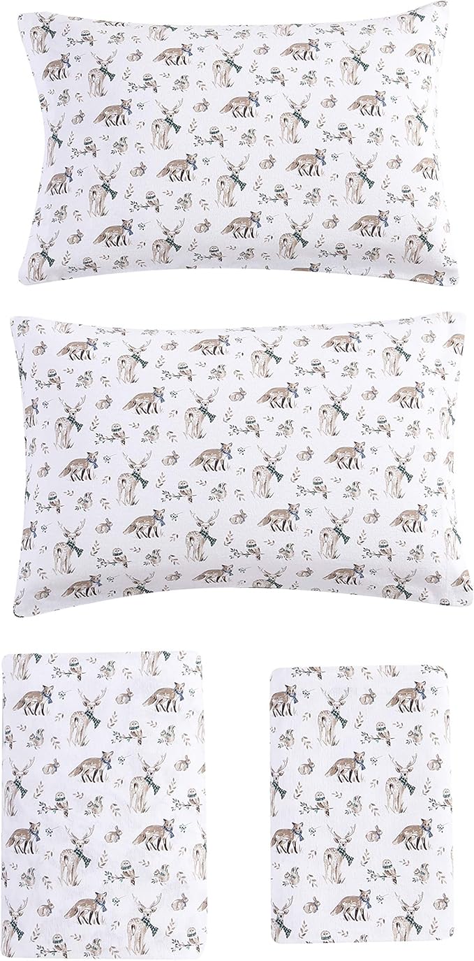 Eddie Bauer - King Sheets, Cotton Flannel Bedding Set, Brushed For Extra Softness, Cozy Home Decor (Woodland Friends, King)