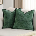 FUTEI Christmas Dark Green Chenille Throw Pillow Covers 22x22 Inch Set of 2,Soft Cozy Bound Edge Design Cushion Case,Home Decor for Couch Bed Living Room