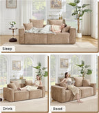 WILLOVE 78'' Modular Sectional Sofa, Chenille Cloud Couch with Wide Armrests & 4 Pillows, Deep Seat Couches for Living Room, Khaki