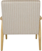 Mid-Century Modern Accent Chair, Natural Wood Frame (Beige Sripe)