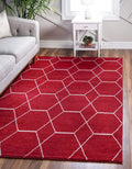 Unique Loom Trellis Frieze Collection Area Rug - Geometric (7' 1" x 10', Red/ Ivory)