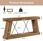 Tribesigns 70.9" Farmhouse Console Table, Long Sofa Table Behind Couch with Storage, Narrow Wooden Console Station, Industrial Rustic Entryway Furniture for Hallway, Entry, Living Room, Brown