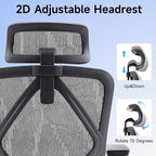 Ergonomic Office Chair with Lumbar Support, 3D Adjustable Armrest, Mesh Home Office Desk Chairs, Swivel Computer Chair, High Back Reclining Executive Office Chair,400lbs Capacity (Black/Grey)