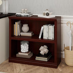 30" Bookcase, White Floor Standing Bookshelf, 2-Tier Display Shelves Open Storage Organizer, Book Case for Living Room Hallway Kitchen Home Office Bedroom, Mahogany 2 Tiers