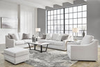Signature Design by Ashley Maitelynn Contemporary Loveseat with Accent Pillows, Reversible Cushions and Sloped Arms, Light Gray