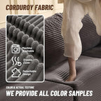 138" Modular Sofa Memory Foam Sectional Couches for Living Room, Sleeper Sofa Bed, Corduroy, Grey