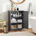 Tangkula Bathroom Floor Storage Cabinet, 31.5" H Freestanding Pantry Cabinet with 2 Doors and Adjustable Shelves, Kitchen Cupboard for Living Room, Dining Room, Bathroom (Gray, 31.5" H)