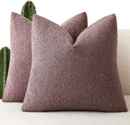 Foindtower Pack of 2 Textured Boucle Throw Pillow Covers Accent Solid Pillow Cases Cozy Soft Decorative Couch Cushion Case for Chair Sofa Bedroom Living Room Home Decor 18x18 Inch Dark Purple