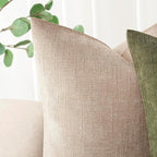 Foindtower Set of 2 Soft Textured Chenille Throw Decorative Pillow Covers Square Accent Solid Cushion Cover Cozy Neutral Farmhouse Pillow Case for Couch Sofa Bedroom Living Room 16x16 Inch,Cream Camel